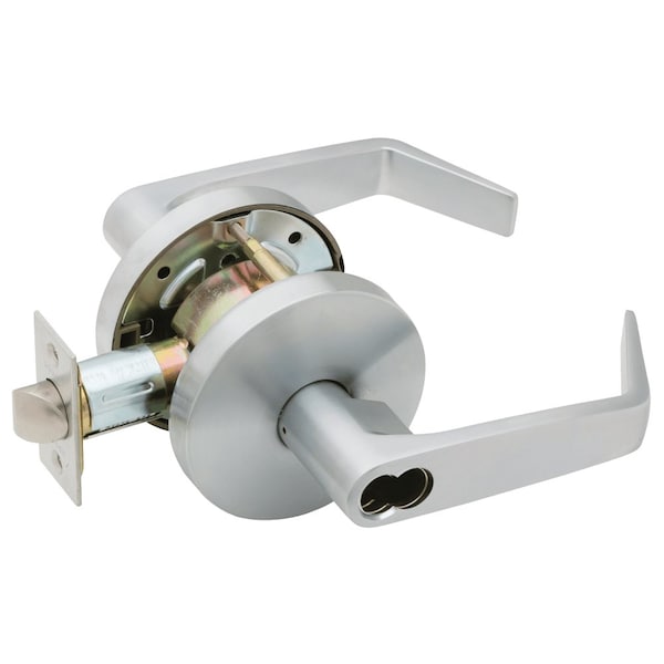 Grade 2 Classroom Cylindrical Lock, SFIC Prep Less Core, Dane Lever, Small Rose, Satin Chrome Finish